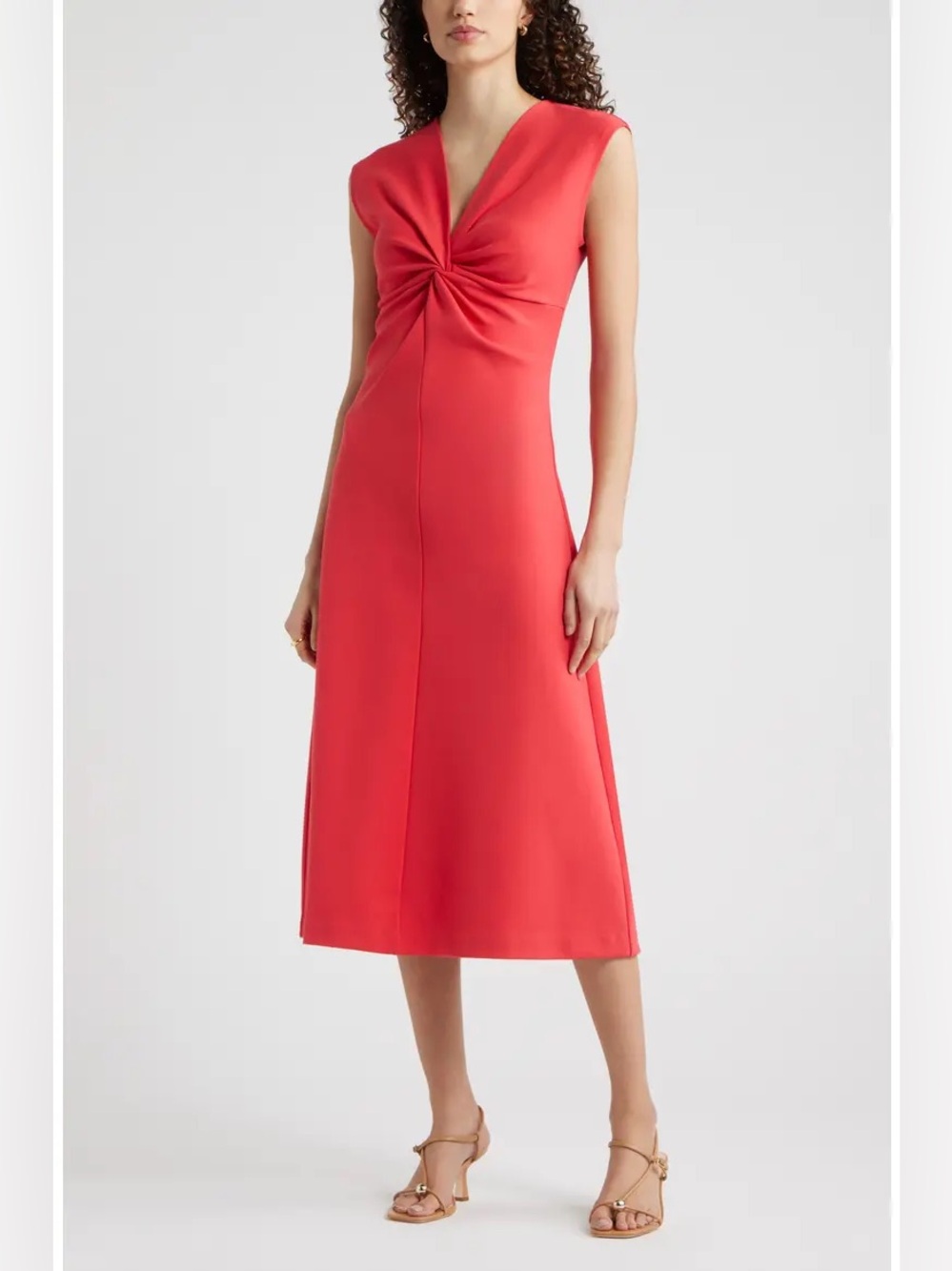NWOT NORDSTROM Twist Front Cap
Sleeve Midi Dress in Red Saucy
Size Medium